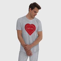 Пижама хлопковая мужская Сердце тонкая геометрия, цвет: меланж — фото 2