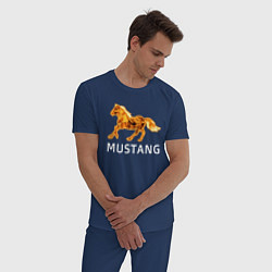 Пижама хлопковая мужская Mustang firely art, цвет: тёмно-синий — фото 2