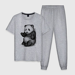 Пижама хлопковая мужская Детеныш панды, цвет: меланж