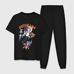 Пижама хлопковая мужская Футурама в космосе, цвет: черный