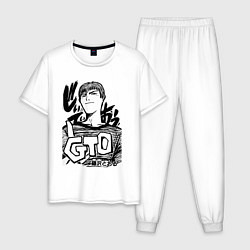 Пижама хлопковая мужская Эйкити Онидзука - GTO, цвет: белый
