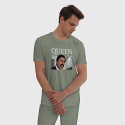 Пижама хлопковая мужская Queen - Mimino мем, цвет: авокадо — фото 2