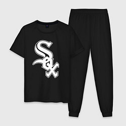 Пижама хлопковая мужская Chicago white sox - baseball, цвет: черный