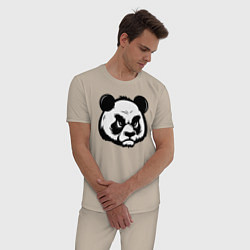 Пижама хлопковая мужская Недовольная морда панды, цвет: миндальный — фото 2