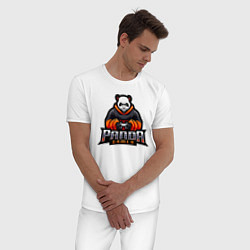 Пижама хлопковая мужская Панда геймер с гейпадом, цвет: белый — фото 2