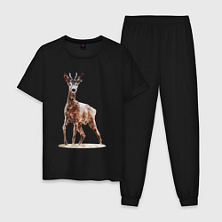 Пижама хлопковая мужская Маленький олененок, цвет: черный