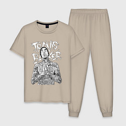 Пижама хлопковая мужская Travis Barker, цвет: миндальный