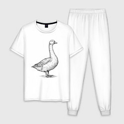 Пижама хлопковая мужская Гусь в профиль, цвет: белый