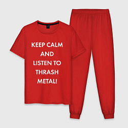 Мужская пижама Надпись Keep calm and listen to thash metal
