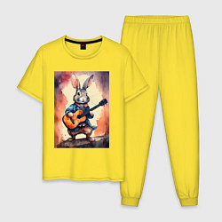 Мужская пижама Милый романтичный кролик c гитарой