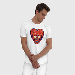 Пижама хлопковая мужская Дьявольское сердце, цвет: белый — фото 2