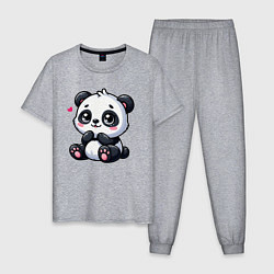 Пижама хлопковая мужская Забавная маленькая панда, цвет: меланж