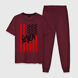 Пижама хлопковая мужская Slayer Flag, цвет: меланж-бордовый