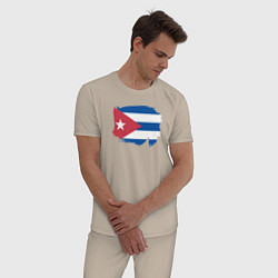 Пижама хлопковая мужская Флаг Кубы, цвет: миндальный — фото 2