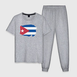 Пижама хлопковая мужская Флаг Кубы, цвет: меланж