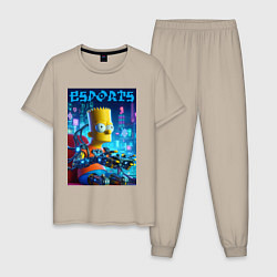 Пижама хлопковая мужская Cyber Bart Simpson - esport, цвет: миндальный