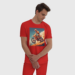 Пижама хлопковая мужская Мотокроссмэн, цвет: красный — фото 2