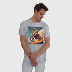 Пижама хлопковая мужская Мотокроссмэн, цвет: меланж — фото 2