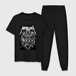 Пижама хлопковая мужская Metallica - skulls, цвет: черный