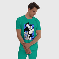 Пижама хлопковая мужская Микки за штурвалом, цвет: зеленый — фото 2