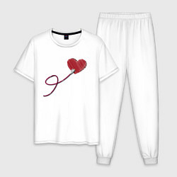 Пижама хлопковая мужская Сердца - ethernet love connected, правая парная, цвет: белый