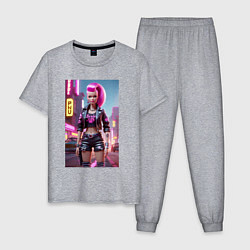 Пижама хлопковая мужская Барби в кожаных шортах - модница, цвет: меланж