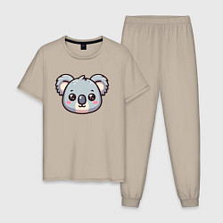 Пижама хлопковая мужская Мордочка коалы, цвет: миндальный