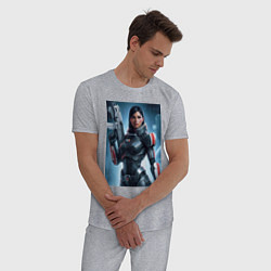 Пижама хлопковая мужская Mass Effect -N7 armor, цвет: меланж — фото 2
