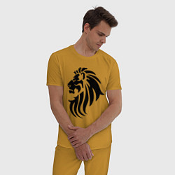 Пижама хлопковая мужская Лев тату, цвет: горчичный — фото 2