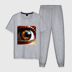 Пижама хлопковая мужская Золотой карий глаз в стиле стимпанк, цвет: меланж