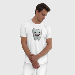 Пижама хлопковая мужская Улыбающийся зуб, цвет: белый — фото 2