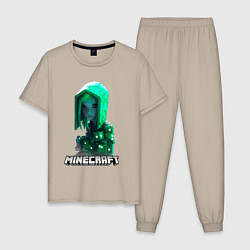 Мужская пижама Minecraft зеленая девушка