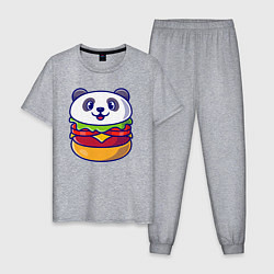 Пижама хлопковая мужская Панда бургер, цвет: меланж