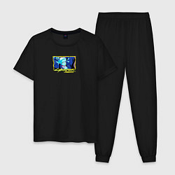 Пижама хлопковая мужская Ребекка Киберпанк 2077, цвет: черный