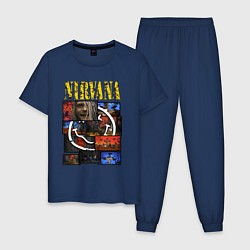 Пижама хлопковая мужская Nirvana heart box, цвет: тёмно-синий