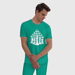Пижама хлопковая мужская Фигуры шахмат, цвет: зеленый — фото 2