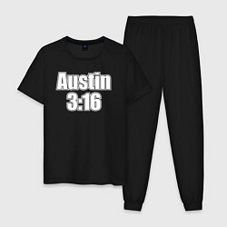 Пижама хлопковая мужская Стив Остин Austin 3:16, цвет: черный