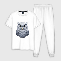 Пижама хлопковая мужская Полярная сова, цвет: белый