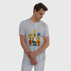 Пижама хлопковая мужская Милая семейка симпсонов, цвет: меланж — фото 2