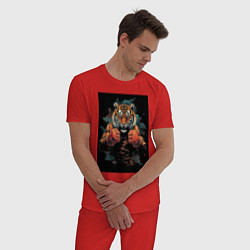 Пижама хлопковая мужская Боевой тигр Муай Тай, цвет: красный — фото 2