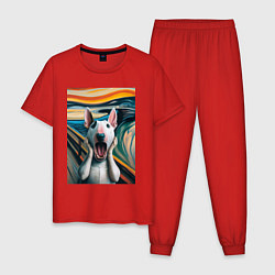 Пижама хлопковая мужская Булли в картине крик - нейросеть, цвет: красный