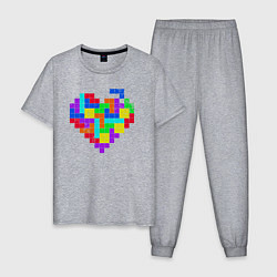 Пижама хлопковая мужская Color tetris, цвет: меланж