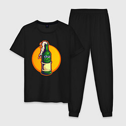 Пижама хлопковая мужская Пенное в бутылке, цвет: черный