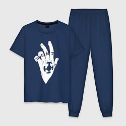 Пижама хлопковая мужская Трафальгар Д Ватер Ло руки, цвет: тёмно-синий