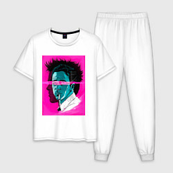 Пижама хлопковая мужская Fight club pink poster, цвет: белый