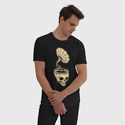 Пижама хлопковая мужская Skull vinyl, цвет: черный — фото 2