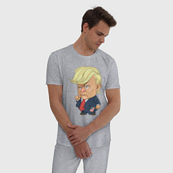 Пижама хлопковая мужская Мистер Трамп, цвет: меланж — фото 2