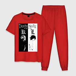 Пижама хлопковая мужская Тетрадь смерти Лайт Ягами, цвет: красный