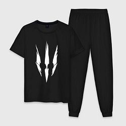 Пижама хлопковая мужская Белый логотип дикой охоты из игры Ведьмак 3, цвет: черный