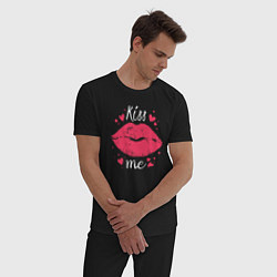 Пижама хлопковая мужская Kiss me, цвет: черный — фото 2